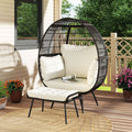 Oversized Egg Chair with Ottoman and Soft Cushions-White