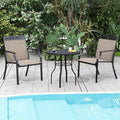 Patio Chairs Set of 2 with All Weather Breathable Fabric-Brown