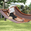 Patio Hammock Foldable Swing Chair Bed with Detachable Pillow-Brown