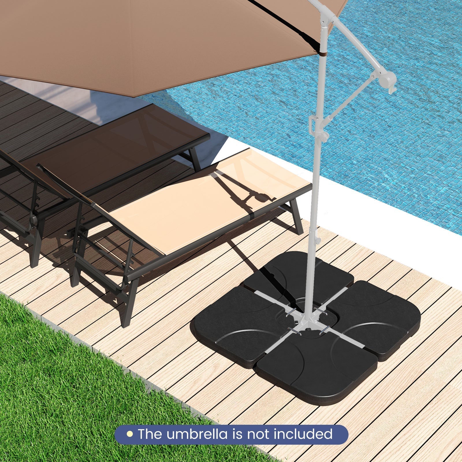 20 Inch Patio Offset Water Filled Plate Umbrella Base Sand-Black