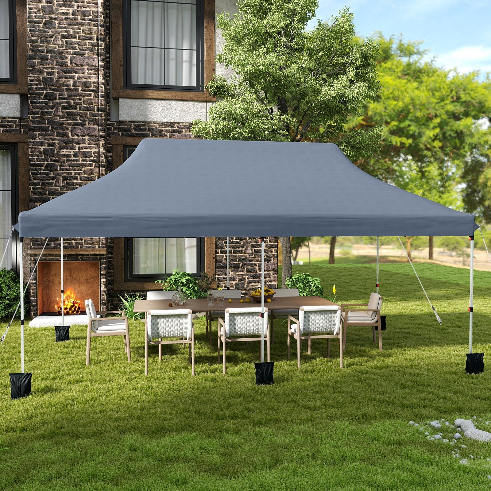 10 X 20 FT Pop up Canopy Tent Foldable Portable Outdoor Gazebo with Carry Bag-Gray