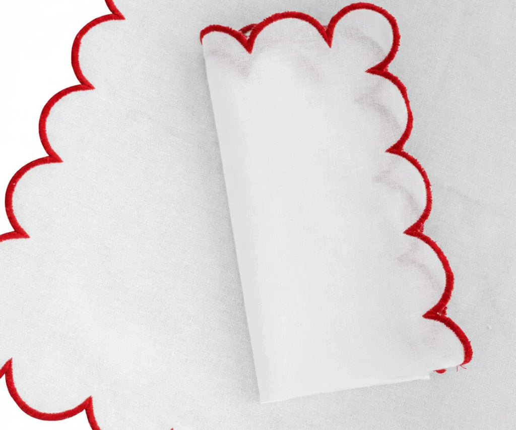 Red Scalloped Edge Napkins - LongWave