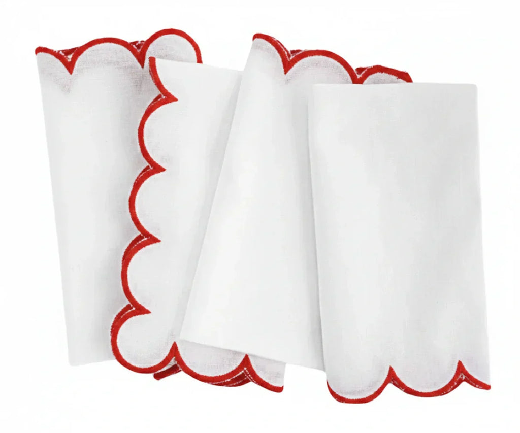 Red Scalloped Edge Napkins - LongWave