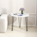 Round Coffee Table with Thickened Tabletop and Metal Tripod Legs-White