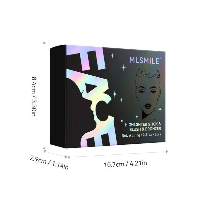 MLSMILE Highlight Contour 3-pack For 3D Makeup Brightening Skin Tone
