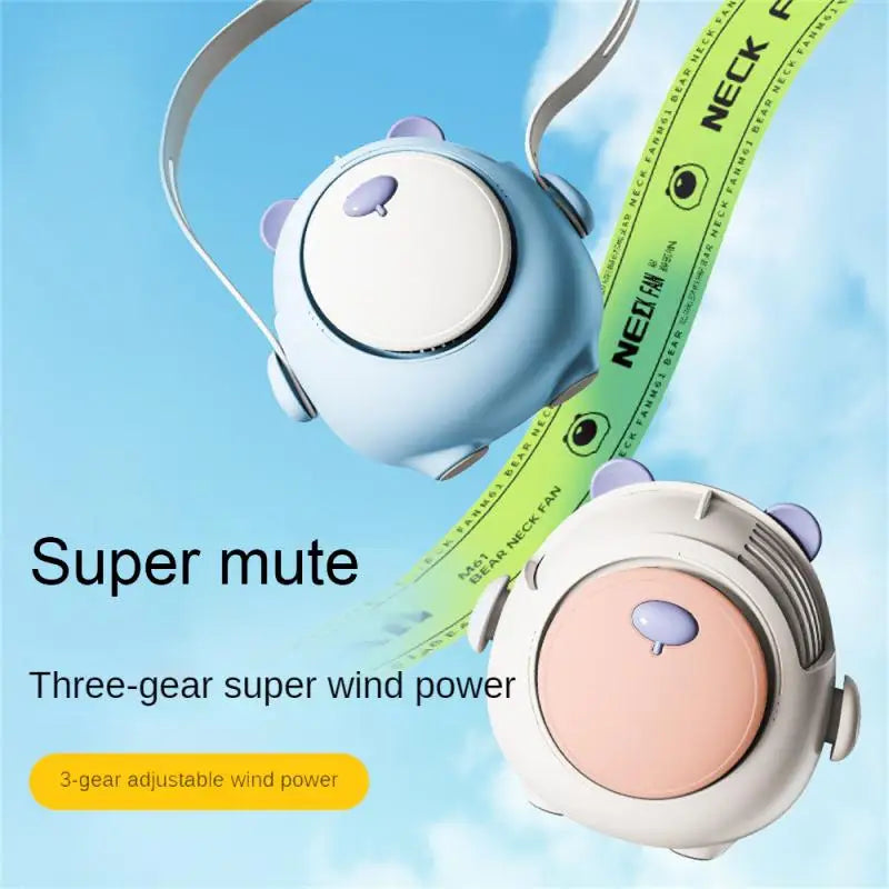 Small Fan Cute Rechargeable Electric Fan Hanging Neck Mute Summer