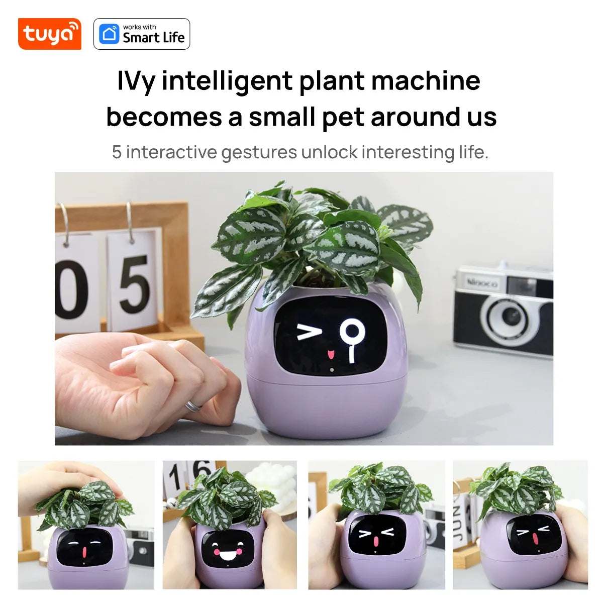 Tuya Ivy Smart Planter,Endless Fun Over 49 Rich Expressions,7 smart
