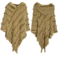 Women Winter Knit Hooded Poncho Cape Lady Spring Fringed Shawl Wrap