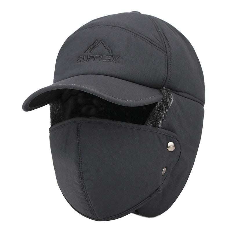 Men's Ear Protection Face Bomber Hats Thicker Plus Velvet Warm Women