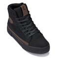 CALTO - S3422 - 2.4 Inches Taller (Black/Coffee Brown) - Cap Toe High Top Zip-Up Sneaker Boots