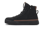 CALTO - S3422 - 2.4 Inches Taller (Black/Coffee Brown) - Cap Toe High Top Zip-Up Sneaker Boots