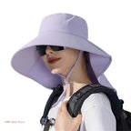 Hat With Neck Flap Hiking With Ponytail Hole Fishing Bucket Available