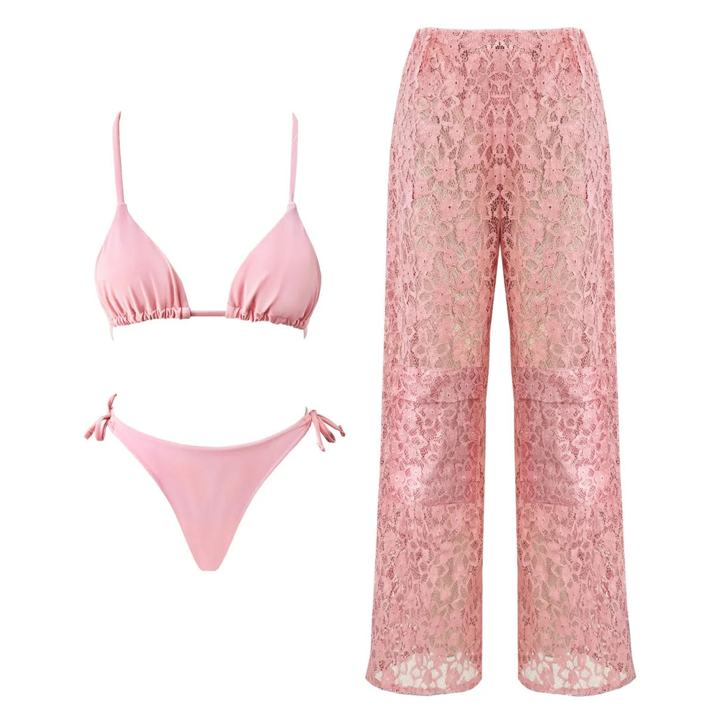 Pink Bae three piece swimsuit