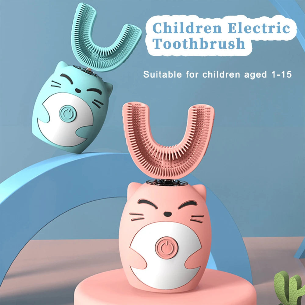 Ipx7 Waterproof Electric Toothbrush Kids U-shaped Sonic Smart