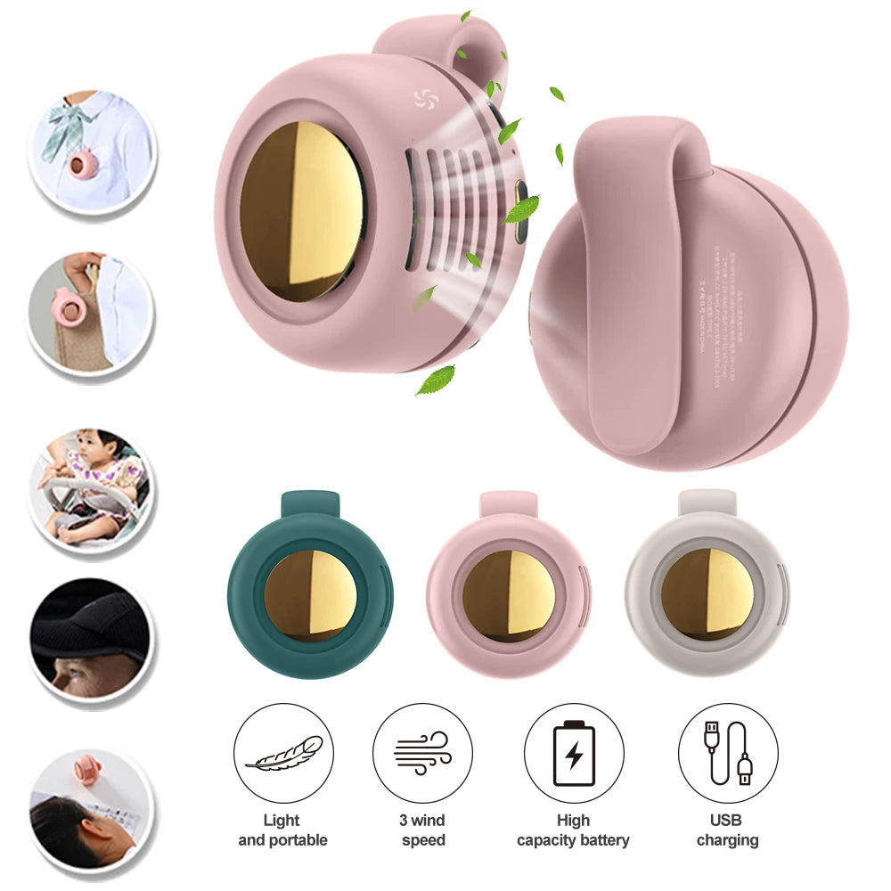 USB Hanging Neck Fan Portable Mute Mini Clip Hanging Waist Electric