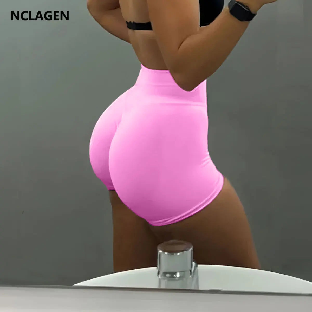 NCLAGEN Seamless Shorts 4.5" Gym Shorts Woman Scrunch Butt Fitness