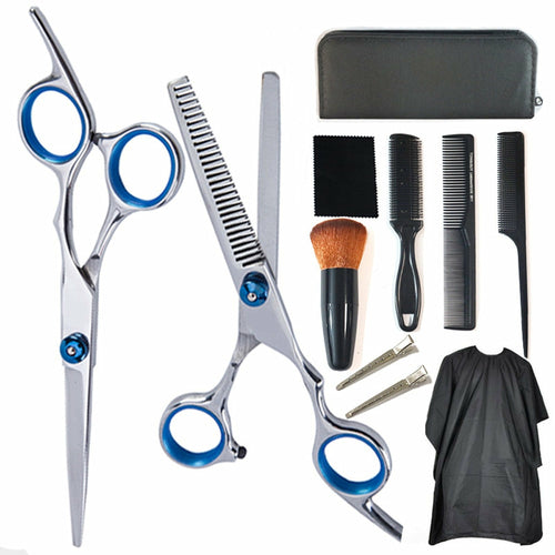 11Pcs Hairdressing Scissors Set Professional Flat Scissors Thinning