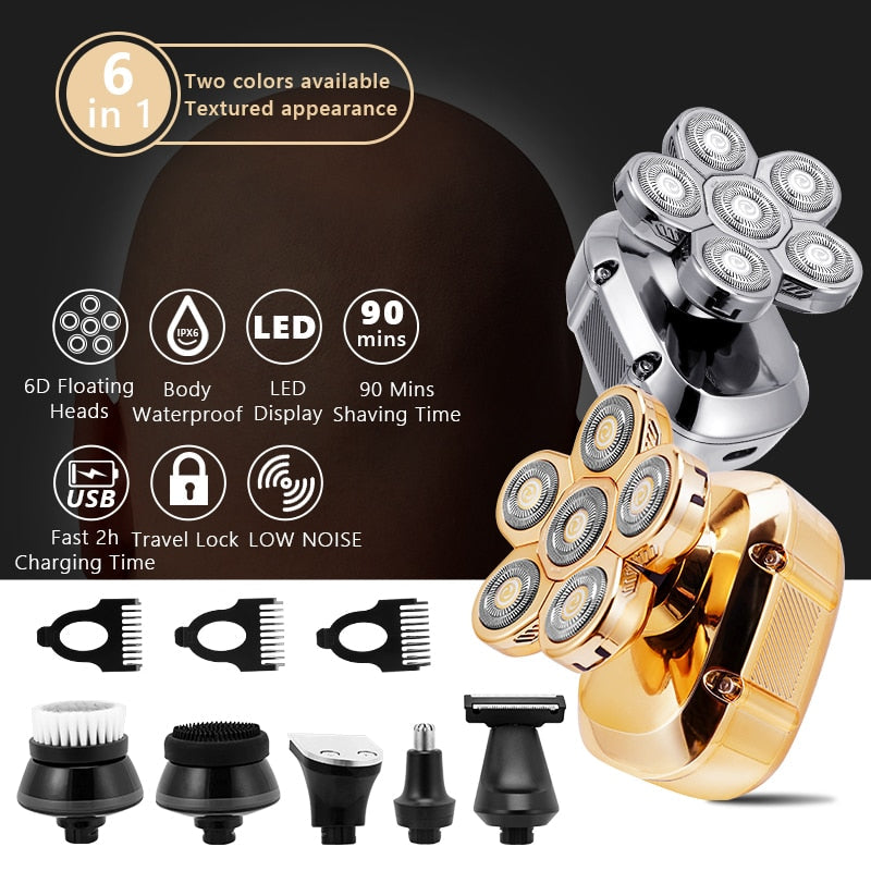 6 in 1 Multifunction Electric Shaver Wet Dry Use Trimmer