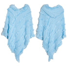 Women Winter Knit Hooded Poncho Cape Lady Spring Fringed Shawl Wrap