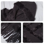 Women Winter Knit Hooded Poncho Cape Lady Spring Fringed Shawl Wrap