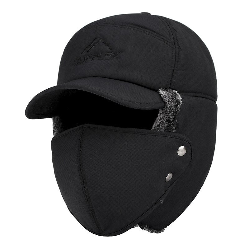 Men's Ear Protection Face Bomber Hats Thicker Plus Velvet Warm Women