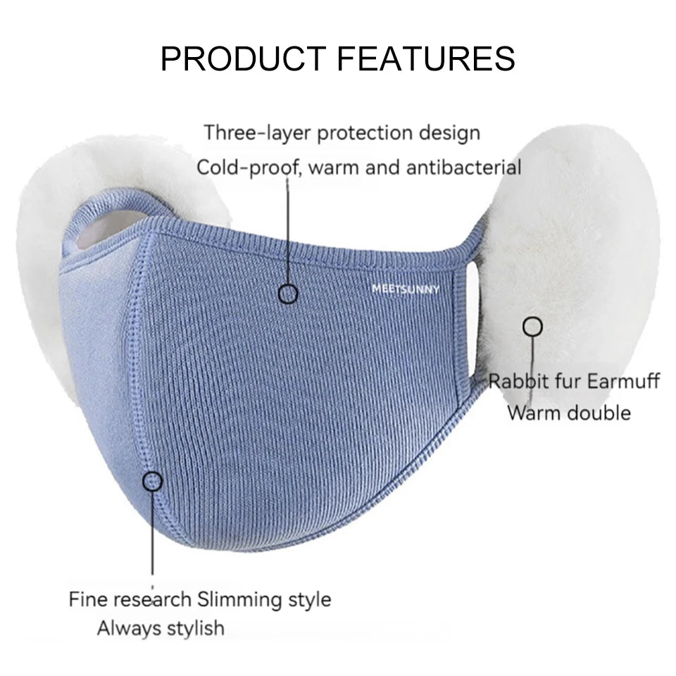 Winter Warm Sports Face Mask Men Women Thickened Fleece Eye Protection