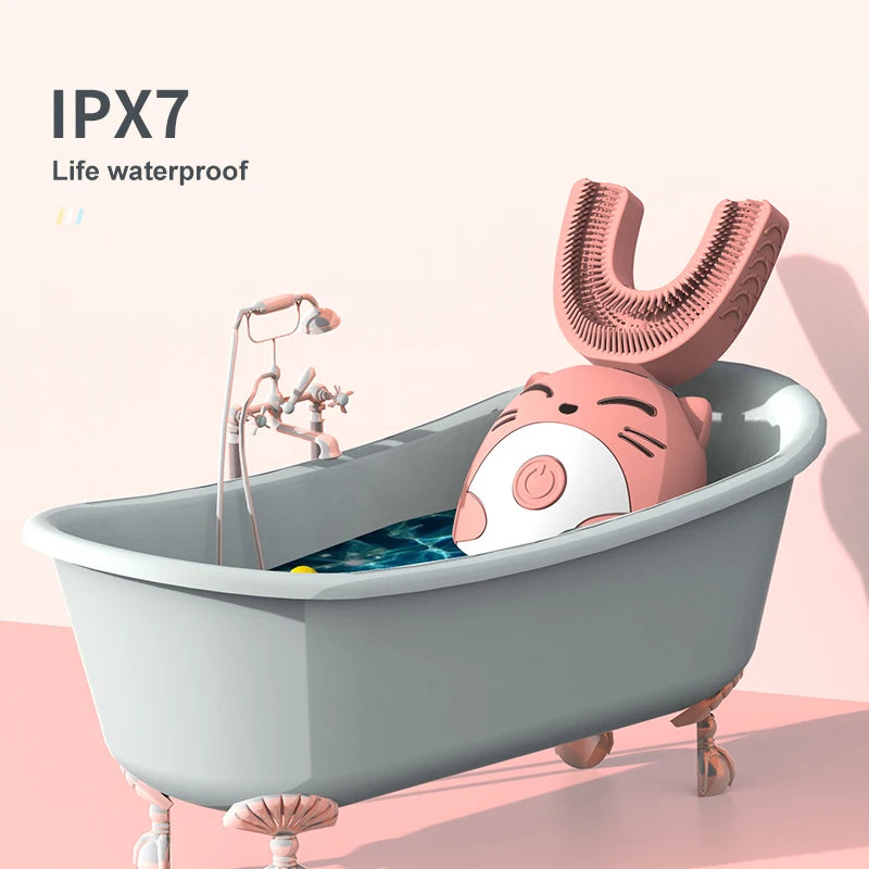 Ipx7 Waterproof Electric Toothbrush Kids U-shaped Sonic Smart