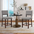2 Piece Bar Chair Set with Hollowed Back and Rubber Wood Legs-Gray