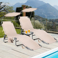 Set of 2 Portable Reclining Chair with 5 Adjustable Positions-Beige