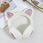 Cute Glitter Cat Ear Earmuff Soft Plush Warmer Winter Warm for Women