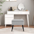 Velvet Storage Ottoman with Solid Wood Legs for Living Room Bedroom-Gray