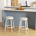 360-Degree Swivel Upholstered Rubberwood Frame Bar Stool Set of 2 with Footrest-24 inches