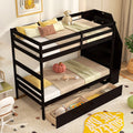 Twin Over Twin Bunk Bed with Storage Stairs and Drawers-Coffee