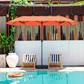 13 Feet Double-Sided Patio Twin Table Umbrella with Crank Handle-Orange
