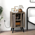Vinyl Record Storage Turntable Stand with 4 Open Shelves-Gray