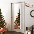 Wall and Door Mounted Mirrored Jewelry Cabinet with Lights-White