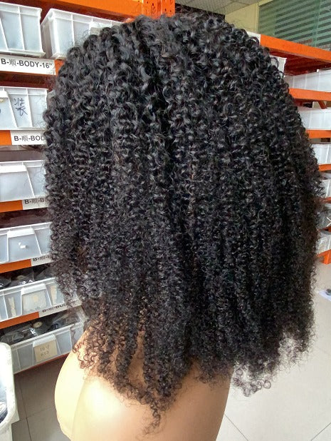 13x1x4 Afro Kinky Curly 13x1x6 T part Lace Transparent Human Hair Wigs