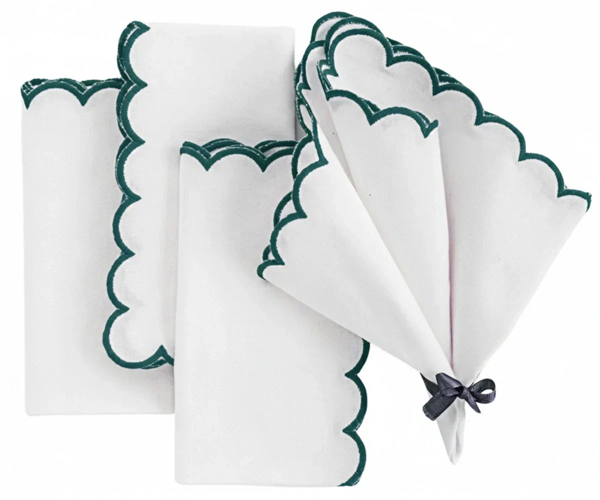 Green scallop napkins