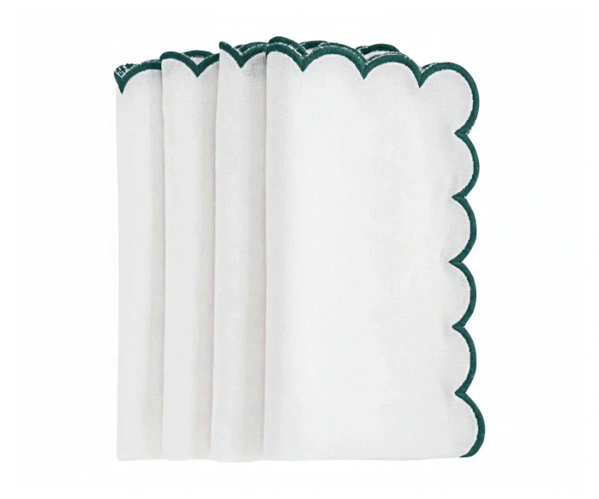 Green scallop napkins