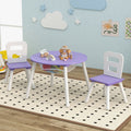 Wood Activity Kids Table and Chair Set with Center Mesh Storage-Purple