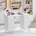 Wooden Manicure Table Nail Desk with Drawers Wrist Rest-White