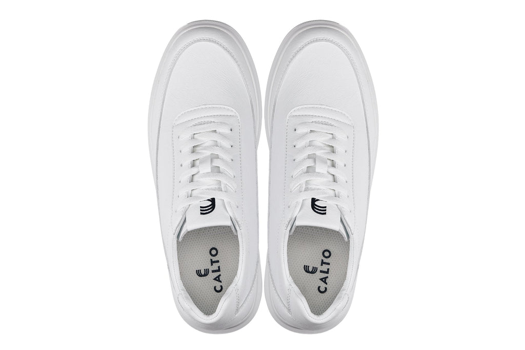 CALTO - X1647 - 2.8 Inches Taller (Pure White) - Lightweight Sneakers