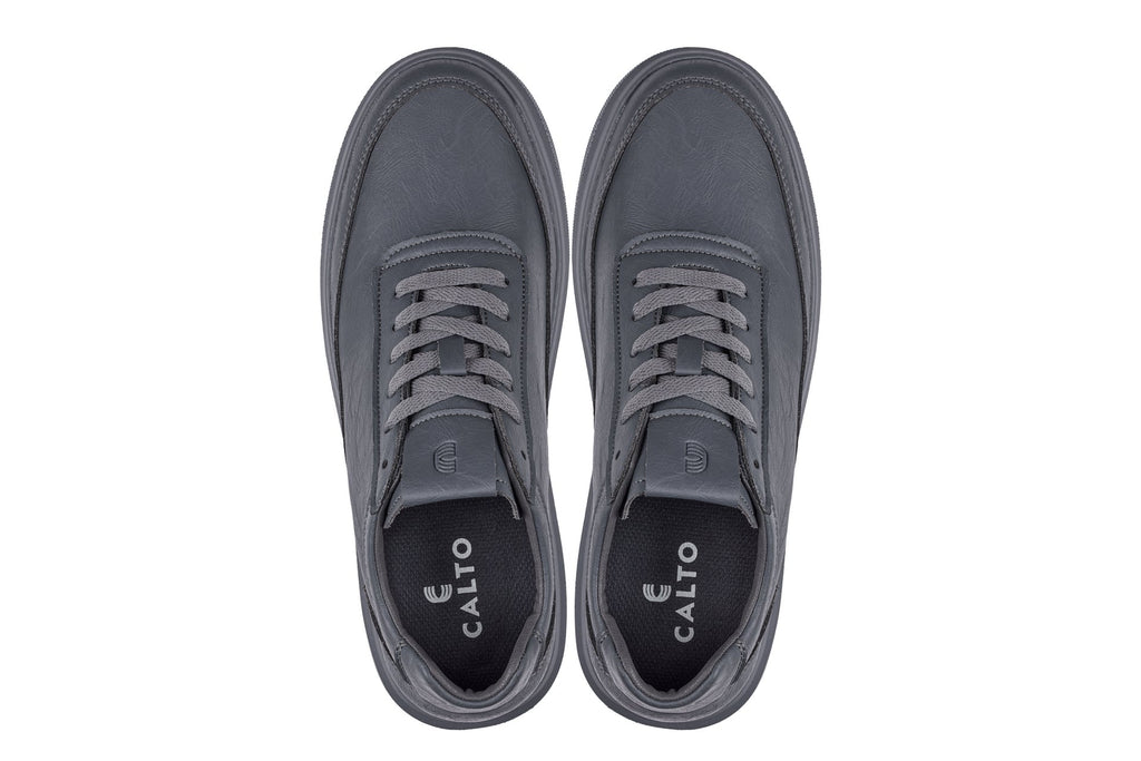 CALTO - X1649 - 2.8 Inches Taller (Iron Grey) - Lightweight Sneakers