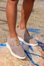 CALTO - X2638 - 2.8 Inches Taller (Khaki/Brown) - Lace Up Casual Walker - Lightweight