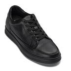 CALTO - Y7111 - 2.6 Inches Taller (Black) - Elevated Pebble Grain Leather Sneakers