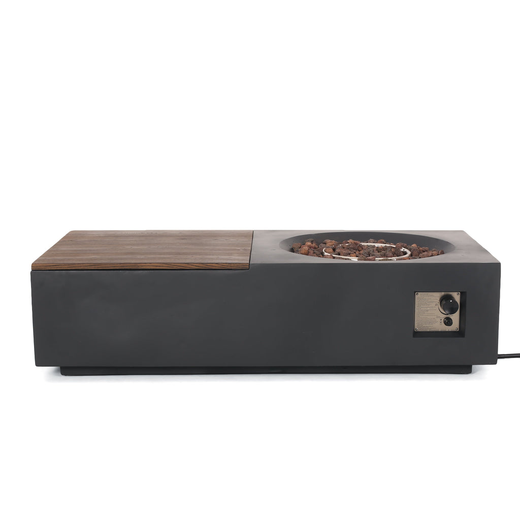 Outdoor 50,000 BTU Lightweight Concrete Fire Pit Table with Storage