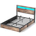 Frame With Hydraulic Lift Storage, RGB LED Lights & Multi-Port Charging, No Box Spring Needed