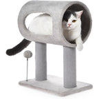 Gray Indoor Cat Tree With Hanging Ball 20.5Cat Tree With Tunnel Bed