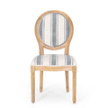 French Country-Inspired KD Dining Chair with Iconic Round Backrest in Blue Fabric