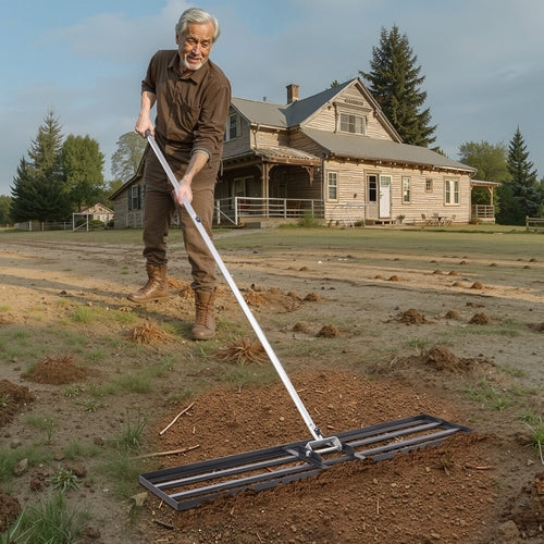 10x48in Lawn Leveling Rake Heavy Duty 83.9in Adjustable Handle For